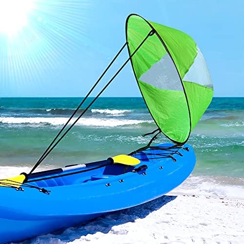KKUYT Kayak Sail, 42''Tandem Kayak Canoe Paddles Board Downwind Wind Sail Kit with Clear Window