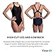 Flow Girls Swimsuit - One Piece Crossback Competitive Swimsuit Youth Sizes 23 to 30 in Black, Navy, and Blue (26, Black)