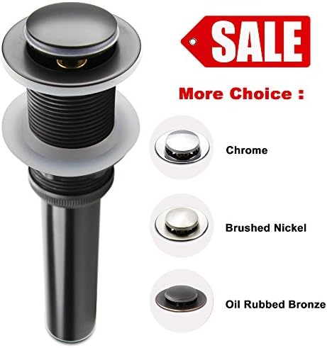 Pop Up Drain Stopper without Overflow, Bathroom Lavatory Vanity Vessel Sink Drain, Black