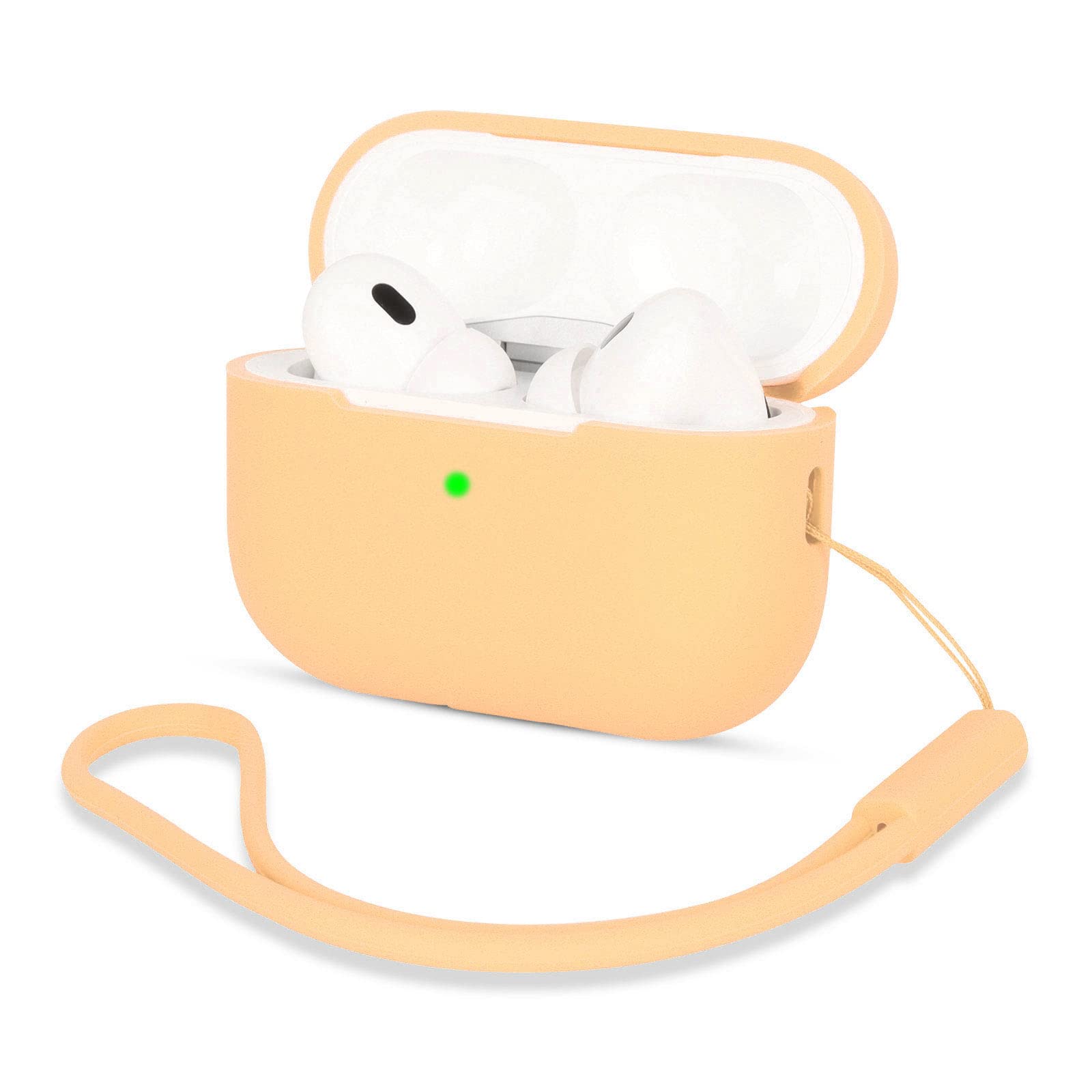 AOTUAO Compatible with AirPods Pro 2 Case Cover, Shock-Resistant Protective Silicone Case Cover for AirPods Pro 2nd Generation 2022 with Silicone Lanyard, Front LED Visible, Apricot — image 1