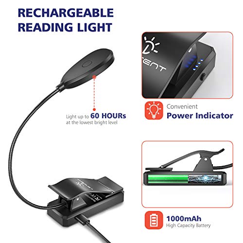 Book Light, ClipOn Amber Book Light, Blue Light Blocking , LENCENT