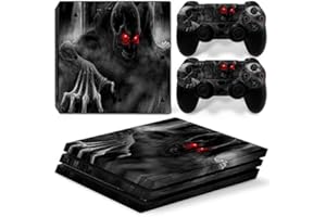 FYPRO Ps4 Pro Skin Sticker The Skull for Sony Playstation 4 Pro Console Protection Film and 2pcs Controller Skins 1#