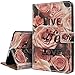 Ademen iPad Pro 10.5 inch Leather Case, Pink Rose Live the Life You Love Protective Lightweight Folio Smart Case Cover With Magnetic Auto Sleep Wake Function Only For iPad Pro 10.5