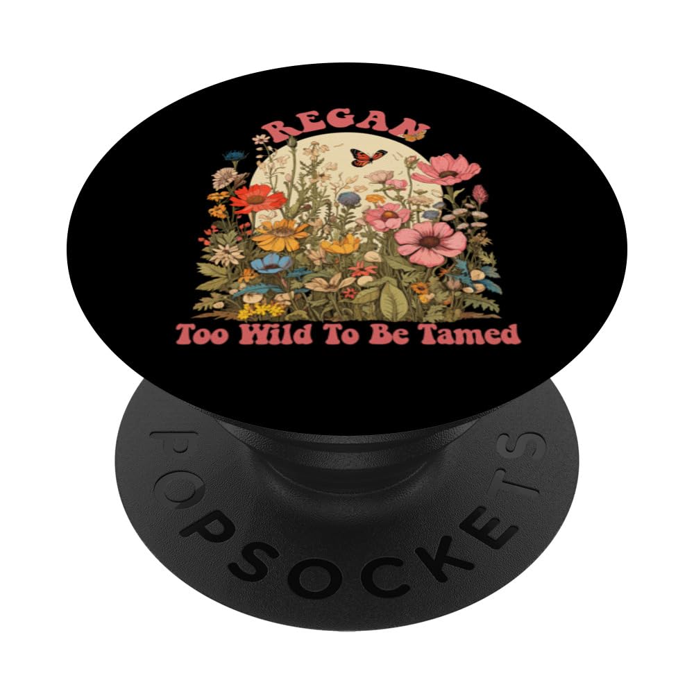 REGAN Name Cute Retro Girls Wildflower REGAN Name PopSockets Swappable PopGrip
