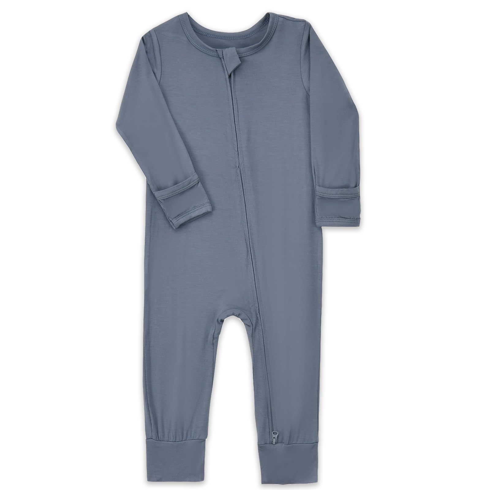 Aablexema Baby Footless Pajamas Zipper with Mitten, Rayon from Bamboo, Infant Long Sleeve Romper Pjs