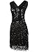Vijiv 1920s Style Inspired Charleston Sequin Layer Tassel Cocktail Flapper Dress