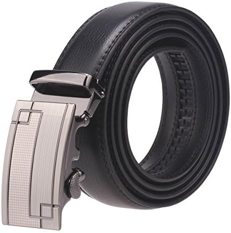 Fanshimite Men's Leather Belt Sliding Buckle Ratchet Belt -Black/Brown (51