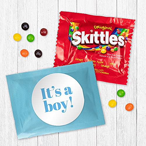 Blue It's a Boy Candy Baby Shower Favors Fun Size Candy Bags, Blue Foil