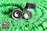 100’ Expandable Garden Hose by Pro Green | Free Spray Nozzle | Water Hose includes Nickel Plated Brass Fittings | Flex Hose Expandable and Retractable in Seconds | Warranty Included