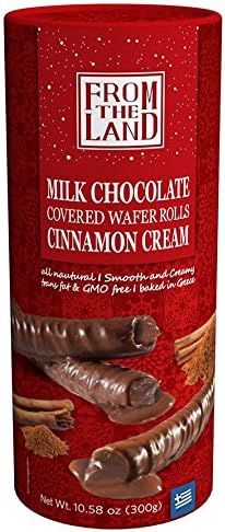 From The Land ,Milk Chocolate Covered Wafer Rolls, Cinnamon Cream ,10.58 oz,Pack of 1