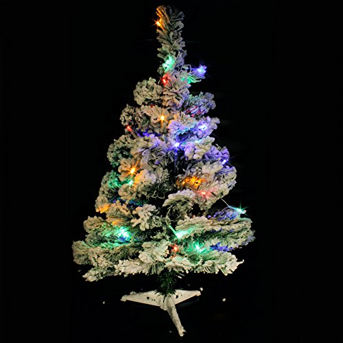 Wideskall Tabletop Artificial Snow Flocked Green Christmas Pine Tree