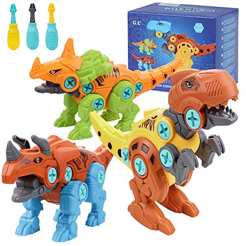 Tacobear 3er Dinosaurier Montage Spielzeug mit Schraubendreher Kinder DIY Baustelle Spielzeug STEM Spielzeug Geschenke…