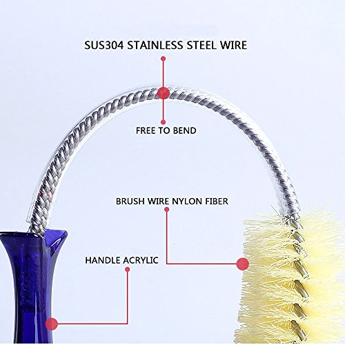 Long Water Bottle Cleaning Brush - Bendable Bristles Design,With Hook and Comfort Handle,Bottle Washing Brush for Baby Milk Bottle,Vase,Decanter,Glass Jugs,juicers,Cleaner Brushes - Thumbnail 4