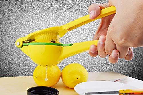 XelparucTS Lemon Lime Squeezer - Premium Quality Metal Manual Citrus Press Juicer Citrus Juicer Aluminum Lime Squeezer Yellow