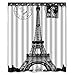 KXMDXA French Paris Eiffel Tower City of Love Black White Waterproof Polyester Bath Shower Curtain Size 60x72 Inch