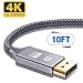 DisplayPort Cable,Capshi 4K DP Cable Nylon Braided -(4K@60Hz, 1440p@144Hz) Ultra High Speed DisplayPort to DisplayPort Cable 10ft for Laptop PC TV etc- Gaming Monitor Cable (Grey) primary