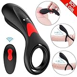 Vibrating Penis Ring-Massager Ring Dual G-spot Vibrator Cock Ring Set,Full Silicone Sex Toy Delay Spray Erection Ring for Men or Couple, Waterproof Vagina Clitoris Stimulator for Women(Purple)