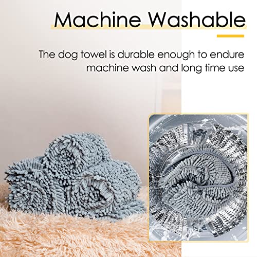 ThinkPet Absorbent Dog Towel, Pet Towel with Hand Pockets, Chenille Microfiber Shammy Dog Towels For Drying, Machine Washable Indoor Outdoor 31