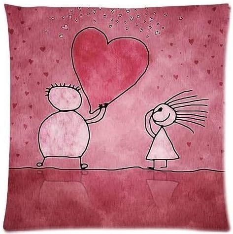 JudyArtOnlineStore Cotton Linen Decorative Throw Pillow Case Cushion Cover Love Pink 18 X 18 inches