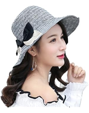 Women Bowknot Sun Beach Large Foldable Bucket Hat