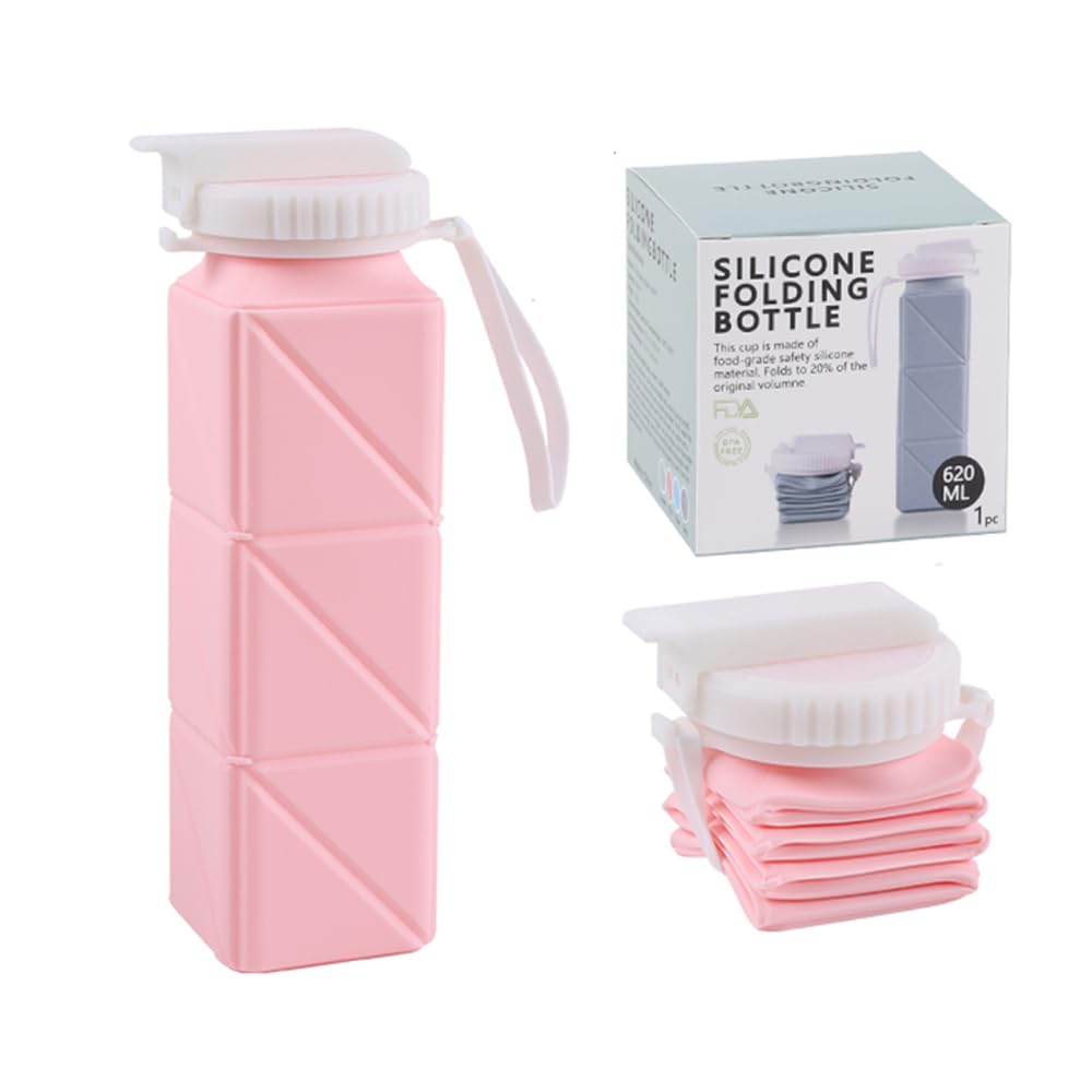 Kojoon Foldable Silicone Water Bottle Travel Cup BPA-Free with Folding Drinking Cup Leak-Proof Travel Mug Folding Cup 620ML