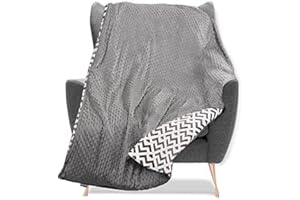 Quility Weighted Blanket for Adults - 20 LB Queen Size Heavy Blanket for Cooling & Heating - 100% Cotton Big Blanket w/Glass Beads, Machine Washable Blankets - 60"x80", Chevron