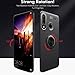 Newseego Compatible with Huawei P30 Lite Case,360 Degree Adjustable Ring Stand,Frosting Thin Soft Protective and Finger Ring Holder Kickstand Fit Magnetic Car Mount for Huawei P30 Lite-Black+Silver