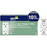 Leviton Decora Tamper Resistant Receptacle, 10-Pack, 20 Amp, T5825-WMP, White
