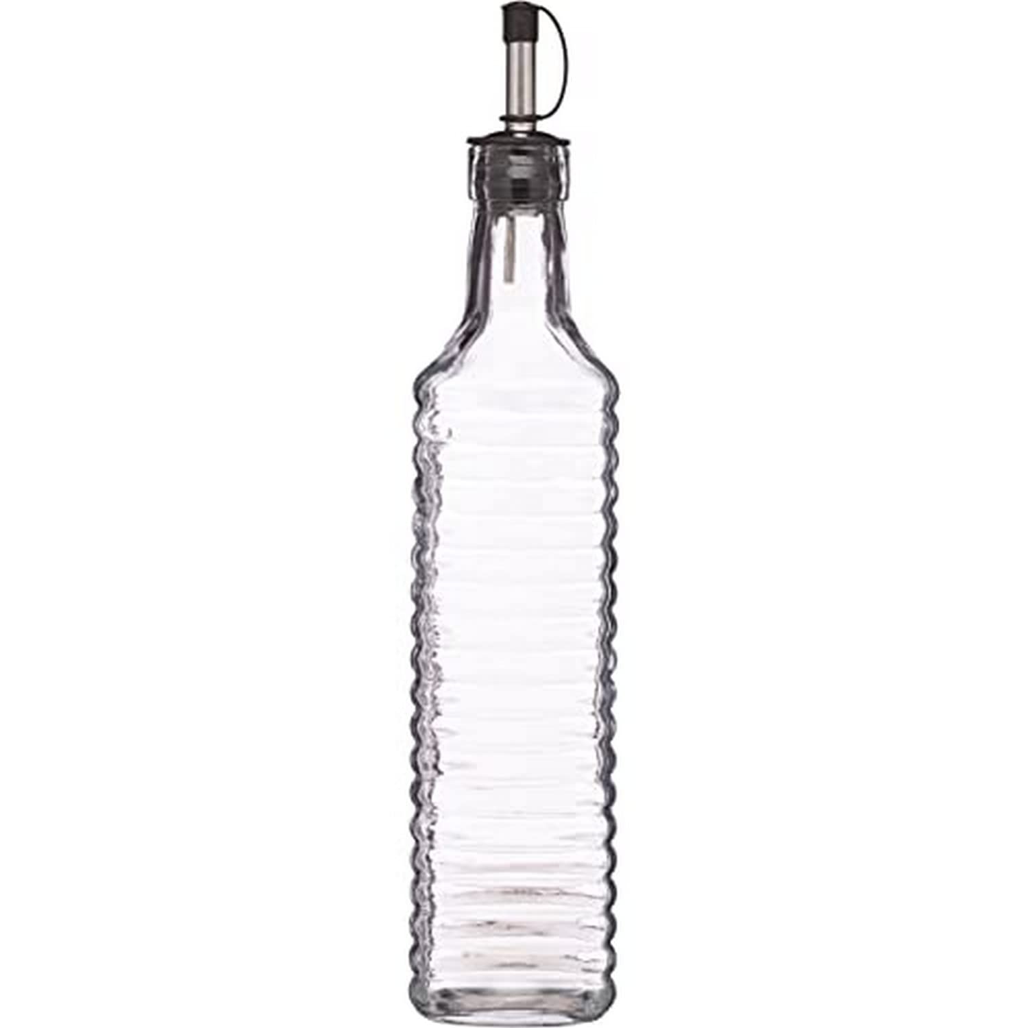 KitchenCraft World of Flavours Traditional Ridged Glass Oil Bottle / Vinegar Pourer, 55 ml