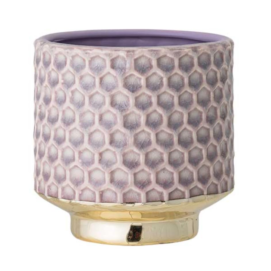 Nordring Ceramic Flower Pot Goldy - colorful Planter, Pot for plants, sukkulents Size M (12,5 cm ø) Dia 5-1/8", Stoneware, mauve