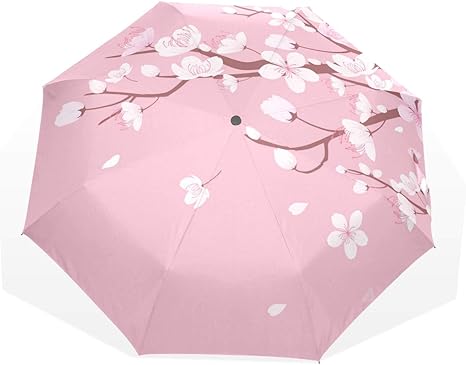Amazon Co Jp 折りたたみ傘 晴雨両用 3段式 ８本骨 ピンク 桜 花柄 傘 収納ポーチ付き おしゃれ レディース メンズ 学生 子供 かわいい ホーム キッチン