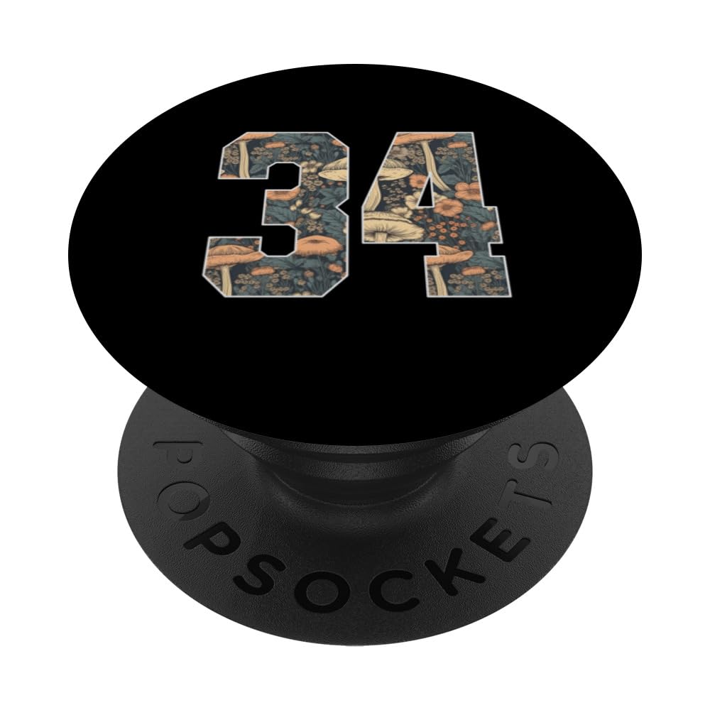 #34 Number Cottagecore Mushroom Retro Flower PopSockets Swappable PopGrip