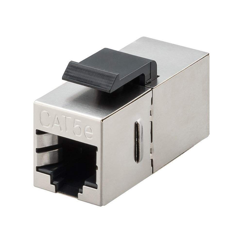 Goobay 51444 CAT 5e Keystone Module, STP, Slim Type, Black/Silver, 15.95mm Width
