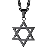 FaithHeart David of Star Necklace for Men Women, Jewish Star Pendant Necklace Stainless Steel Hebrew Amulet Jewelry, Gift Box