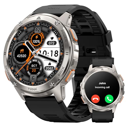 KOSPET Reloj Inteligente Hombre, 1.43" AMOLED HD Display, 5ATM Impermeable, Smartwatch con Llamadas Bluetooth y Whatsapp Notificación, Cuerpo Metálico de Acero Inoxidable (Android/iOS)