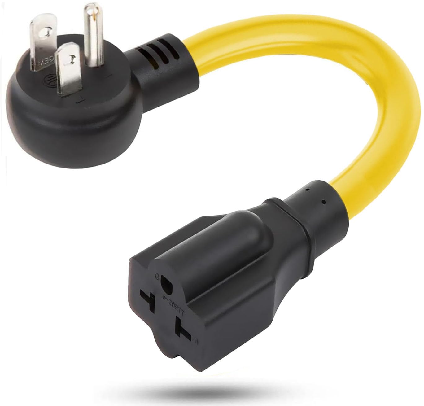 Photo 1 of 12AWG Right-Angle 15 Amp to 20 Amp Plug Adapter Cable, Heavy Duty Household AC Plug T Blade Power Extension Cord, for Nema 5-15P to 5-20R/ 6-15R/ 6-20R,15A 125V to 20A 250V Extension Cord, 1FT