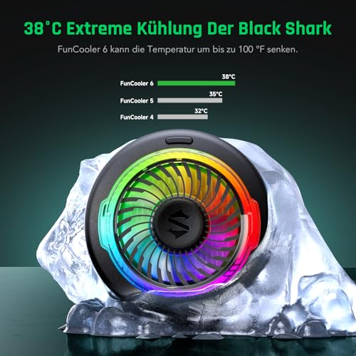 Black Shark FunCooler 6 Magnetic Phone Cooler for Gaming, Portable Mobile Phone Cooler with RGB Lighting, Mobile Phone Cooling Fan for iPhone Magnetic Series/Tablet/iPad (Black)