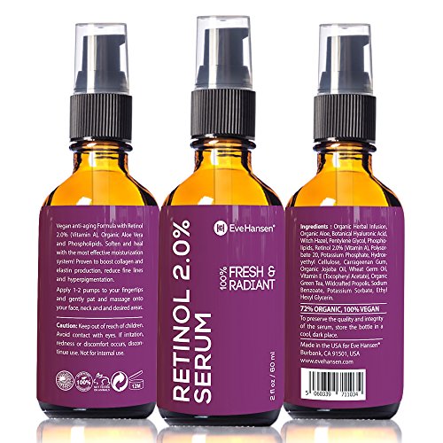 2 oz Retinol (Vitamin A) - Facelift in a Bottle #3 - 100% Vegan Anti Aging Serum - SEE RESULTS OR - Big 2 ounce (Twice the Size) Wrinkle Erasing Formula - SOFTEN YOUR SKIN INSTANTLY!