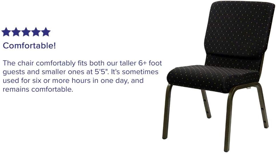 Flash Furniture HERCULES Series 18.5''W Stacking Church Chair in Black Dot Patterned Fabric - Gold Vein Frame: Furniture & Decor