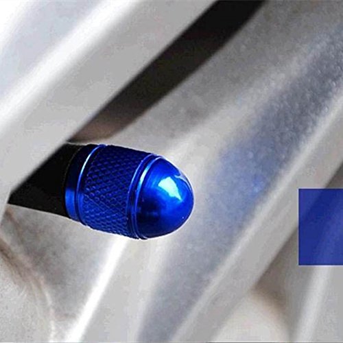 image for GODESON Blue Car Tire Valve Stems Cap Bullet Style Tire Valve Cap from