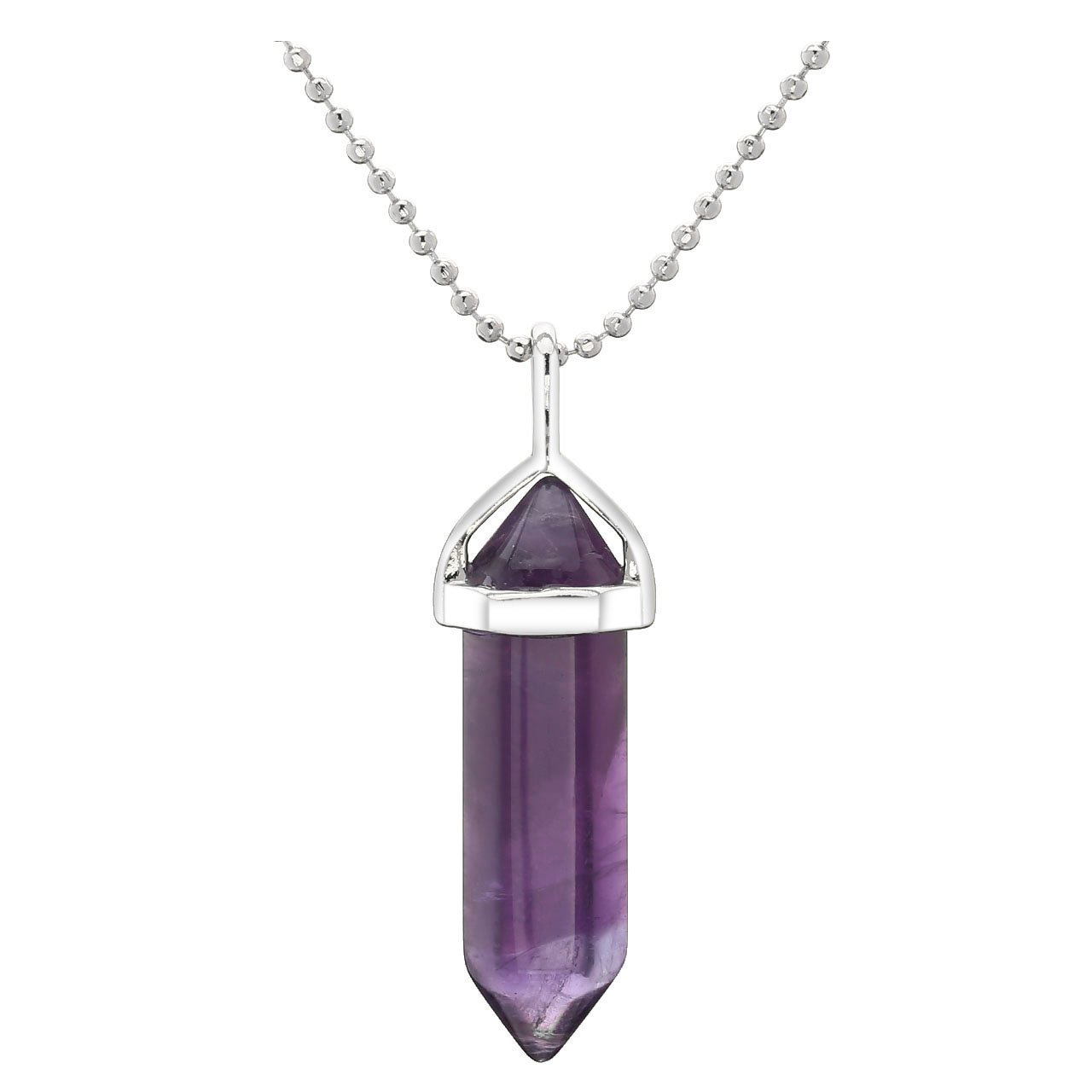 JSDDE Natural Amethyst Crystal Reiki Healing Crystal Pendant Necklace For Womens Girls, Valentine\'s Gift