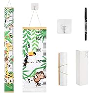 Smlper Growth Chart for Kids,Roll-up Height Chart for Boys Girls,Wood Frame Fabric Canvas Height Measurement Ruler for Kids Nursery Room,Removable Wall Decor 79