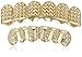 18K Gold Plated Brass Crystal Top And Bottom 6-Tooth Grillz Set Body Jewelry