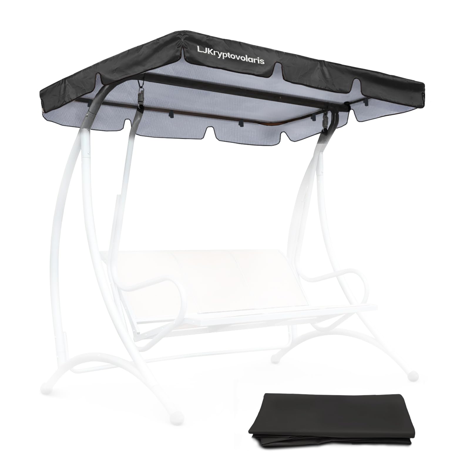 Photo 1 of LJKryptovolaris Waterproof Swing Canopy Replacement Cover for Outdoor Patio - 2/3 Seat Porch Swing Top Sun Shade Black 64.6”×45”×5.9”