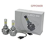 GPPOWER 2PCS H7 4Side COB led Headlights bulbs Replacement Lights Halogen & HID All-In-One 6000K White 80w 9600LM Warranty 1year