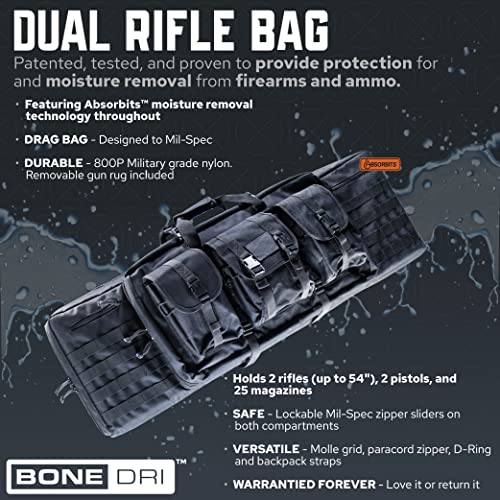 ABSORBITS Dual Rifle Case - Tactical Drag Bag For 2 Rifles & 2 Handguns ...
