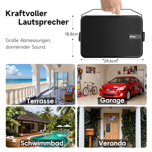 Plyee Audio Outdoor Bluetooth Speaker, Active + Passive Wall Mounting System, Built-in Amplifier, AUX Input for Patio, Porch, Pool, Garage, Pack of 2 (MZ-660)