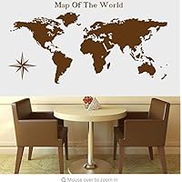 cvccatg Map of The World Home Decor Wall Sticker Decals Living Room Removable Mural Wallpaper Compass 111X57Cm