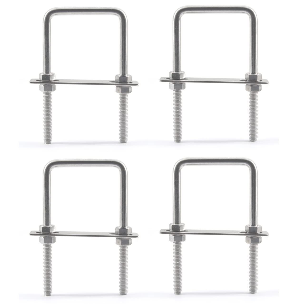 304 Stainless Steel Square U-Bolts M8x55x85mm Square U Bolt with Nuts and Plates Washer Pack of 4
