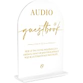 Audio Guest Book Sign Wedding Acrylic Signs | for Wedding Bridal Shower Decorations, Accessories for Anniversary and Event 6x8 Inch